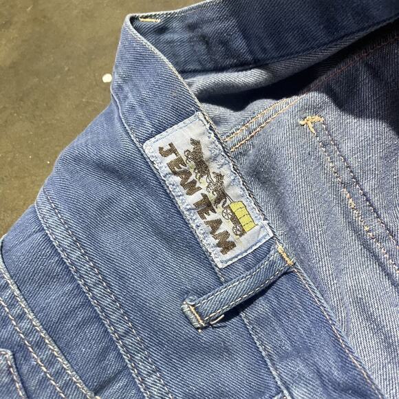 Vintage 70s Jean Team Blue Bell Bottom Flared Jeans 34x31 - Picture 5 of 6